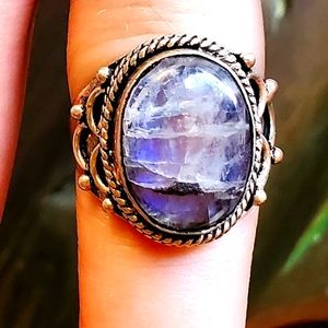 New Rare Purple Labradorite Silver Ring.